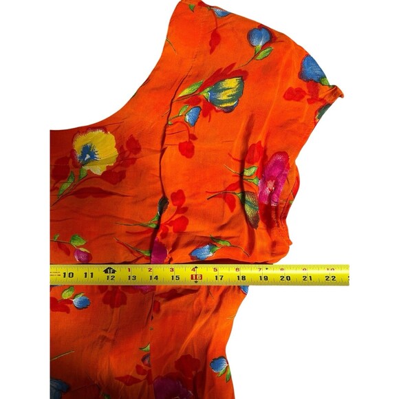 Vintage 1980s1970s Red‎ Flowy Floral Layered Long Maxi Capelet Chiffon Dress Lg - Picture 6 of 7